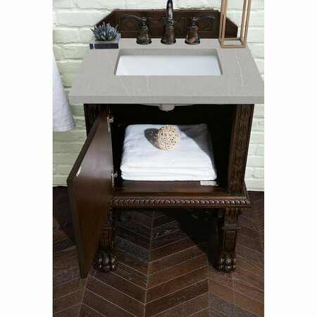 James Martin Vanities Balmoral 26in Single Vanity, Antique Walnut w/ 3 CM Eternal Serena Quartz Top 150-V26-ANW-3ESR